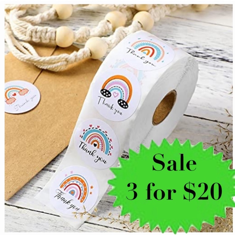 50 Thank You Stickers 1.5” seals rainbow labels envelope customer packaging NEW